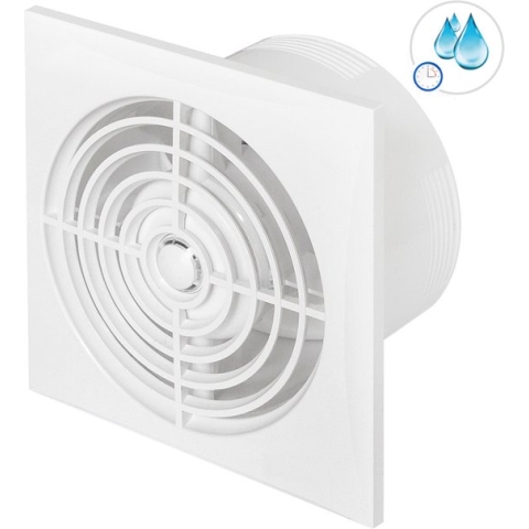 Badkamerventilator SILENCE Ø100mm - 75m³/h - Timer - Vochtsensor - Wit