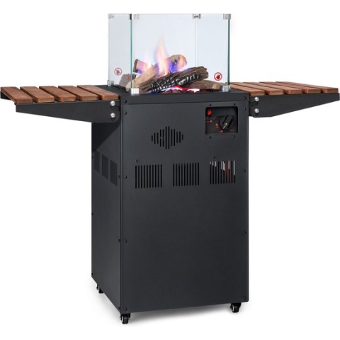 Blumfeldt Flagranti Plus Gas Terrasverwarmer - 8Kw - Zijtafels - RVS - Zwart
