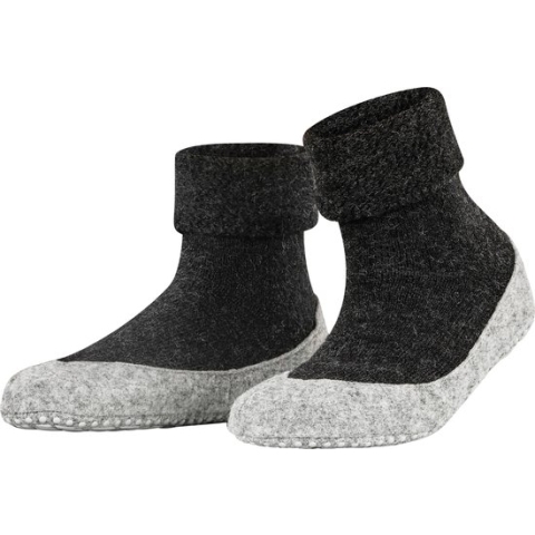 FALKE Cosyshoe antislip noppen merino wol huissokken pantoffels dames grijs - Maat 39-40