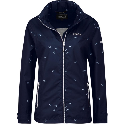 Donkerblauwe met zwaluwprint dames regenjas Elena van Pro-X Elements XS