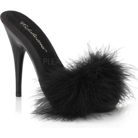 EU 38 = US 8 | POISE-501F | 5 Heel, 3/8 PF Marabou Slide Sandal