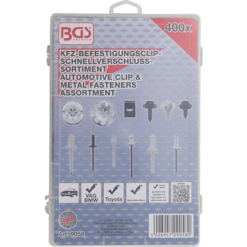 Assortiment de clips de fixation automobiles pour Audi, VW, Toyota, Mercedes-Benz, BMW | 400 pièces