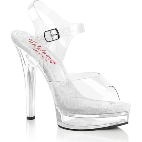 Fabulicious Sandaal met enkelband -40 Shoes- MAJESTY-508 US 10 Transparant/Wit