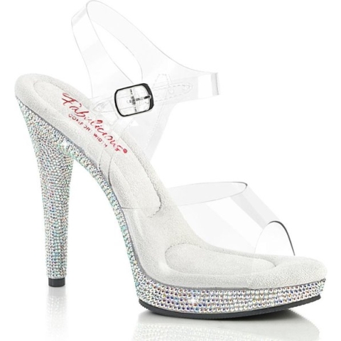 Fabulicious Sandaal met enkelband -35 Shoes- GLORY-508DM US 5 Transparant/Zilverkleurig