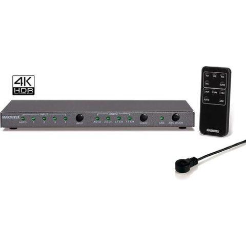 Marmitek Connect 621 UHD 2.0 - HDMI Switch 4 in 1 uit - HDMI Switch 4K 60Hz - HDMI 2.0 - ARC - CEC - EDID - HDMI Switch 4 poorts met Audio extractor