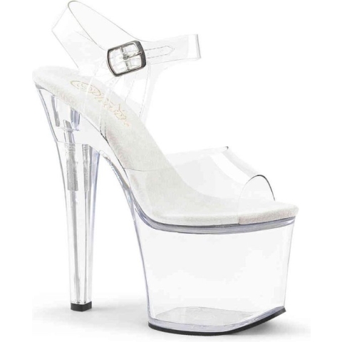 Pleaser Sandaal met enkelband, Paaldans schoenen -35 Shoes- RADIANT-708 Paaldans schoenen Wit