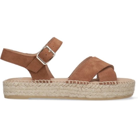 Manfield - Dames - Cognac suède sandalen - Maat 41