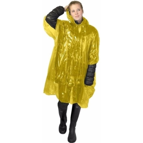 3x wegwerp regenponcho geel - poncho