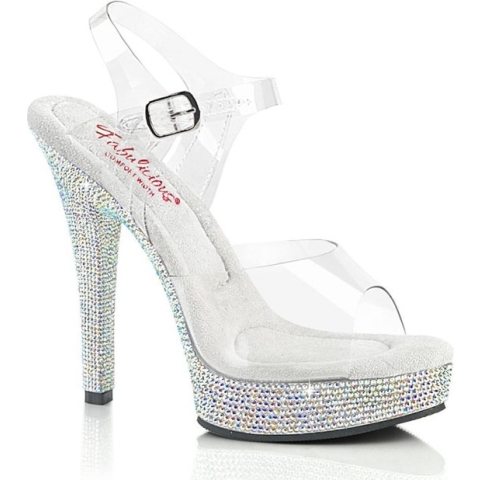 Fabulicious Sandaal met enkelband -39 Shoes- MAJESTY-508DM US 9 Transparant/Zilverkleurig