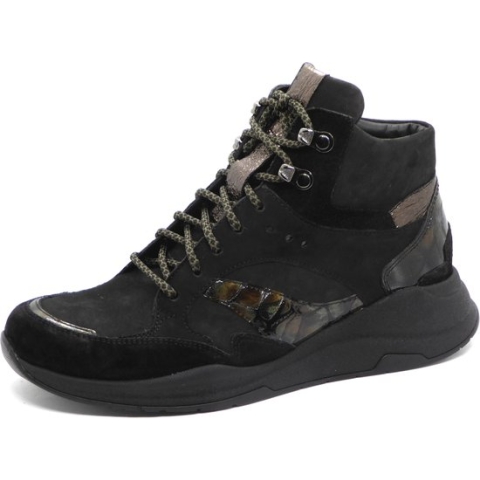 Durea Dames Enkelboot - 9755-685-0005 Zwart/Combi - Wijdte H - Maat 7½