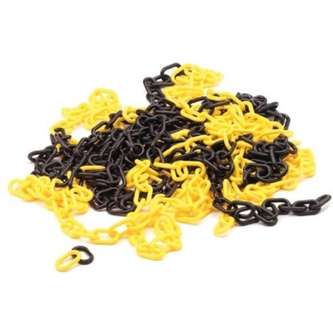 Perel Afzetketting, voor het afbakenen van gevarenzones en beperken van toegang, binnen- en buitengebruik, kunststof, zwart/geel, 10 m, 6 mm