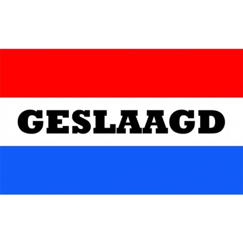 Geslaagd vlag met Nederlandse kleuren 150 x 90 cm
