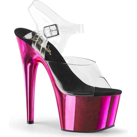 Pleaser Sandaal met enkelband, Paaldans schoenen -42 Shoes- ADORE-708 Paaldans schoenen Zwart/Roze