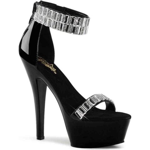 Pleaser Sandaal met enkelband, Paaldans schoenen -36 Shoes- KISS-269RS Paaldans schoenen Zwart