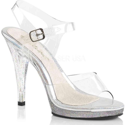 EU 45 = US 14 | FLAIR-408MG | 4 1/2 Heel, 1/2 PF Ankle Strap Sandal W/Mini Glitters