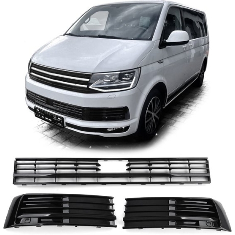 Bumper Grill Hoogglans Zwart Vw T6 Transporter Multivan Met ACC 2015 t/m 2019
