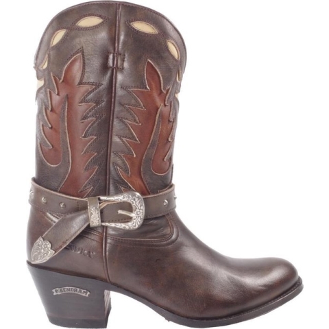 Sendra Boots 15253 Debora Bruin Handgemaakt Dames Half Kuit Hoge Western Ibiza Laarzen Ronde Neus Beetje Schuine Hoge Hak Echt Leer Maat 39