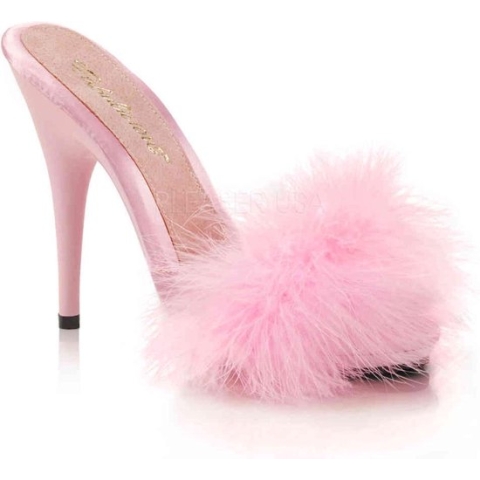 EU 39 = US 9 | POISE-501F | 5 Heel, 3/8 PF Marabou Slide Sandal