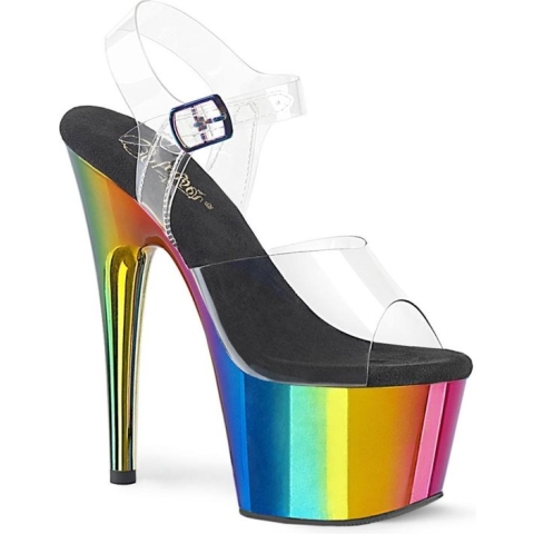 Pleaser Sandaal met enkelband, Paaldans schoenen -35 Shoes- ADORE-708RC Paaldans schoenen Multicolours/Transparant