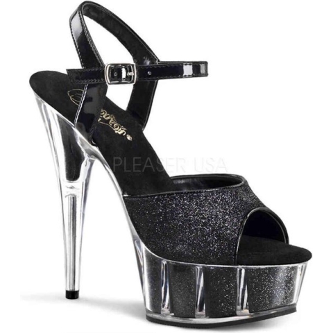 Pleaser Sandaal met enkelband -35 Shoes- DELIGHT-609-5G US 5 Zwart
