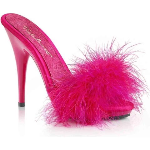 EU 39 = US 9 | POISE-501F | 5 Heel, 3/8 PF Marabou Slide Sandal