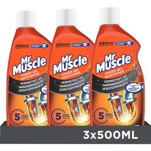 Mr. Muscle Power Gel 5 Minuten Ontstopper - 3x 500 ml - Voordeelverpakking