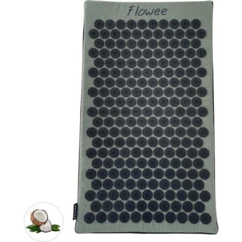 Flowee Spijkermat ECO - Groen met grijs - Vulling Kokosvezels - 77x45 cm - Acupressuur Mat - Spijkerbed - Acupunctuur - Shakti Massage