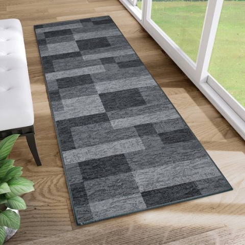 Tapiso Antislip Rubber Vloerkleed Gang Grijs Rubbermat Tapijt Maat- 120x150