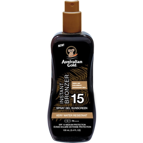 Australian Gold SPF 15 Spray Gel met Bronzer -100 ml - REISFORMAAT