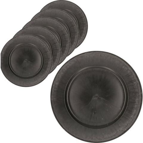 kaarsenborden/onderborden - 12x stuks - mat zwart - 33 cm