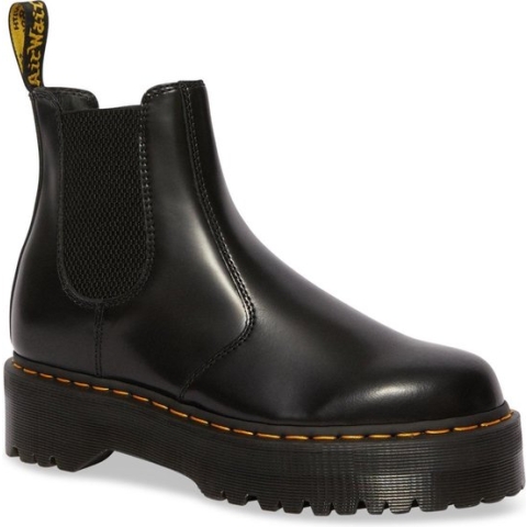 Dr. Martens - Dames Laars 2976 Quad Black Polished Smooth - Zwart - Maat 38