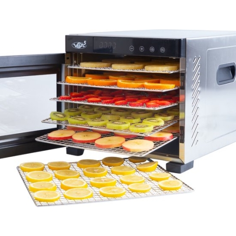 Vita5 Nobel Pro 6 Voedseldroger - Dehydrator 6 Laags - Droogoven RVS - 24-Uurs Timer - Led-bedieningspaneel - 650 Watt