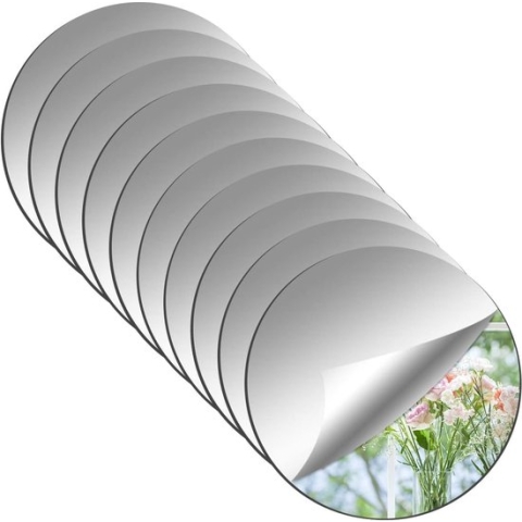 10 stuks acryl spiegels, plakken, ronde spiegels, tegelspiegel, doe-het-zelf spiegelstickers, slaapkamer, woonkamer, badkamer, decoratie, 10 cm x 2 mm