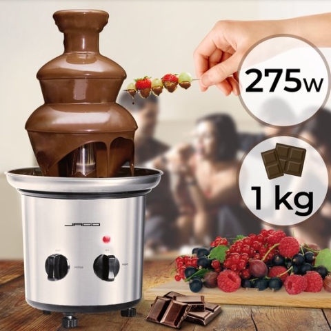 Jago - Chocoladefontein met 3 niveaus - Maximale capaciteit 1000g - RVS - Vaatwasmachinebestendig - Chocoladefondue - 275W - Zilver