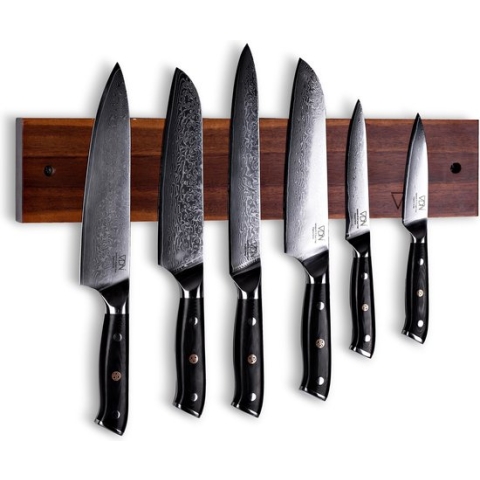 VDN Magnetische messenhouder – Acacia Hout – Extra groot – 7 tot 9 messen – Messenstrip