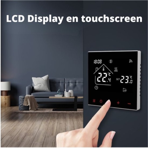Tuya - Slimme thermostaat - Met E-Book - Slimme -Thermostaat - Inclusief Vloersensor - Programmeerbaar-Wifi - Voicecontrol - Elektrische vloerverwarming - Zwart - App - Smart