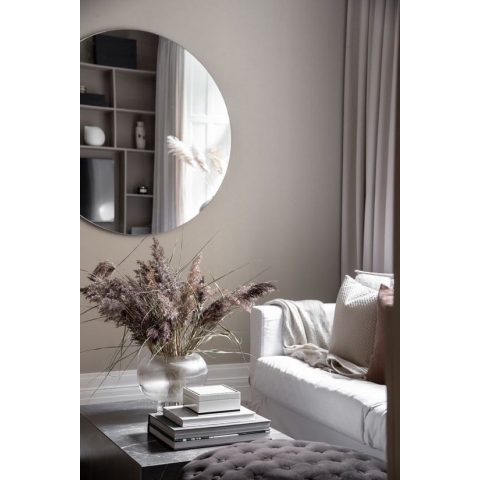 Ronde Spiegel - Deurspiegel - Zonder Lijst - Grijs - Diameter: 50 cm - Dikte: 4 mm - Incl. Spiegelmontageset