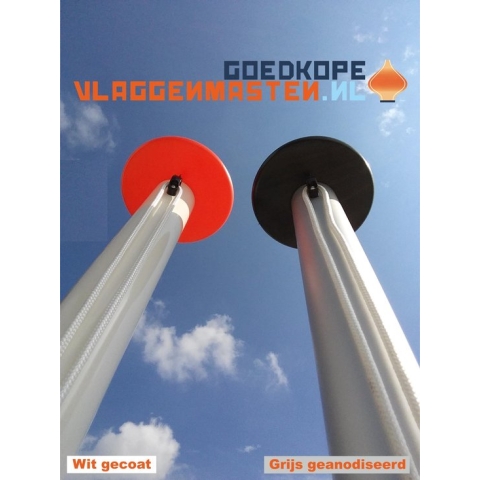 Vlaggenmast BASIC SAFE 6 meter aluminium cilindrisch ø 75 mm, grijs incl. anti-diefstalsteem met slot en contra-gewicht - 7506A2 (zonder grondbevestiging)
