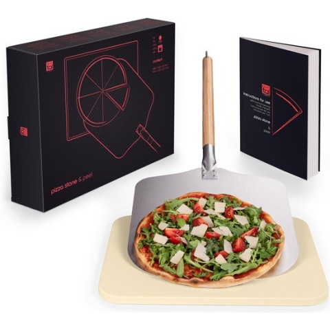 Blumtal - Pizzasteen met XL Pizza Schep - Professionele Pizza Set - Cordieriet Pizza Stone