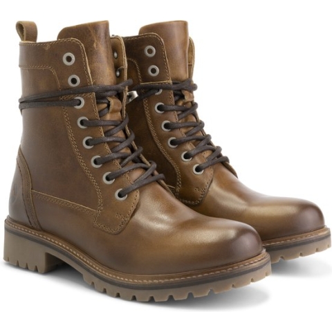 Travelin' Kvosted Dames - Leren hoge veterschoenen - Cognac leer - Maat 41