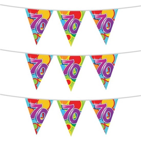 Haza Vlaggetjes 70 jaar - 3x stuks - leeftijd verjaardag - plastic 10m