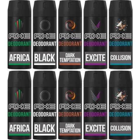 AXE Deo Spray MIX Bestsellers - 2 Africa / 2 Black / 2 Dark Temptation / 2 Excite / 2 Collision
