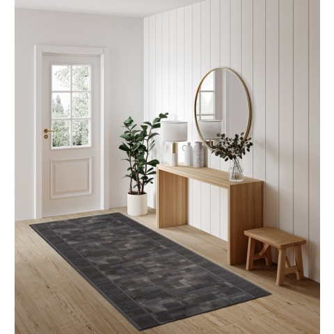 Tapiso Antislip Rubber Mat Zwart Donker Klassiek Rubbermat Tapijt Maat- 100x250