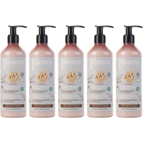 ITINERA - Crème, bodylotion voor de normale en gevoelige huid, met haver uit Veneto, 97% natuurlijke ingrediënten 370 ml (5 stuks)
