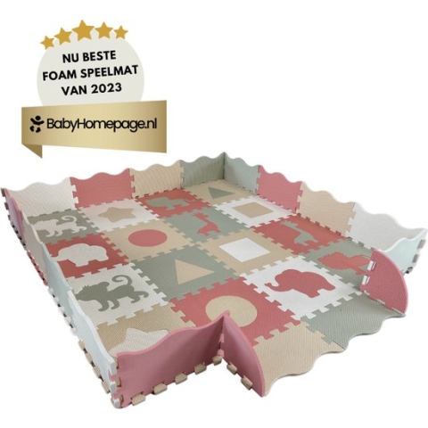 Roolsy Speelmat foam – Puzzelspeelmat voor Baby en Peuters – puzzel Speelkleed met Opstaande Rand – Vloerpuzzel - Inclusief Opbergtas