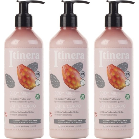 INERA - Milk, bodylotion voor de normale en gevoelige huid met Siciliaanse cactusvijg, 97% natuurlijke ingrediënten 370 ml (3 stuks)