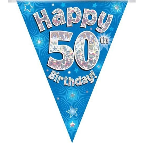 Oaktree - Vlaggenlijn Blauw Happy 50th Birthday