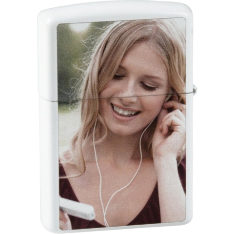 Zippo aansteker wit met foto in kleur !