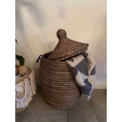 Decoratieve opbergmand met deksel-Teranga/Handgemaakt-wasmand