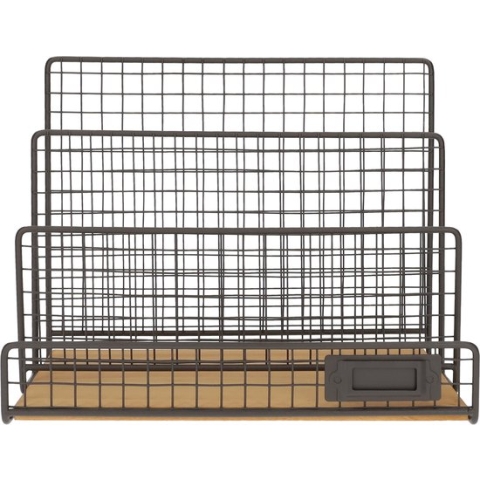 QUVIO Tijdschriftenhouder staand - Tijdschriftenrek - Lectuurbak - Documentenhouder - Tijdschriftenrekken metaal - Tijdschriftenrekken 10 cm en hoger - Tijdschriftenrekken 20 tot 30 cm breed - Voor binnen - Metaal en hout